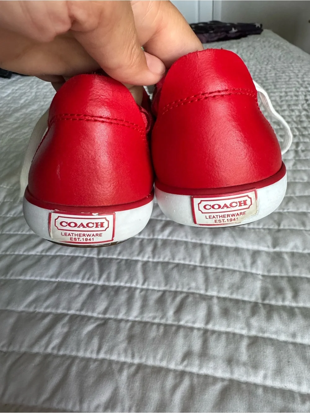 coach barrett signature canvas red sneakers size 7.5b